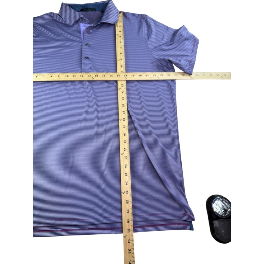 Greyson Polo Shirt Mens XL Purple Stripe Performance Golf Stretch Wolf Logo - Picture 7 of 7